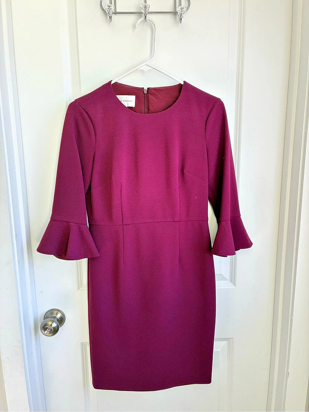 Donna Morgan Burgundy Bell-Sleeve Shift Dress